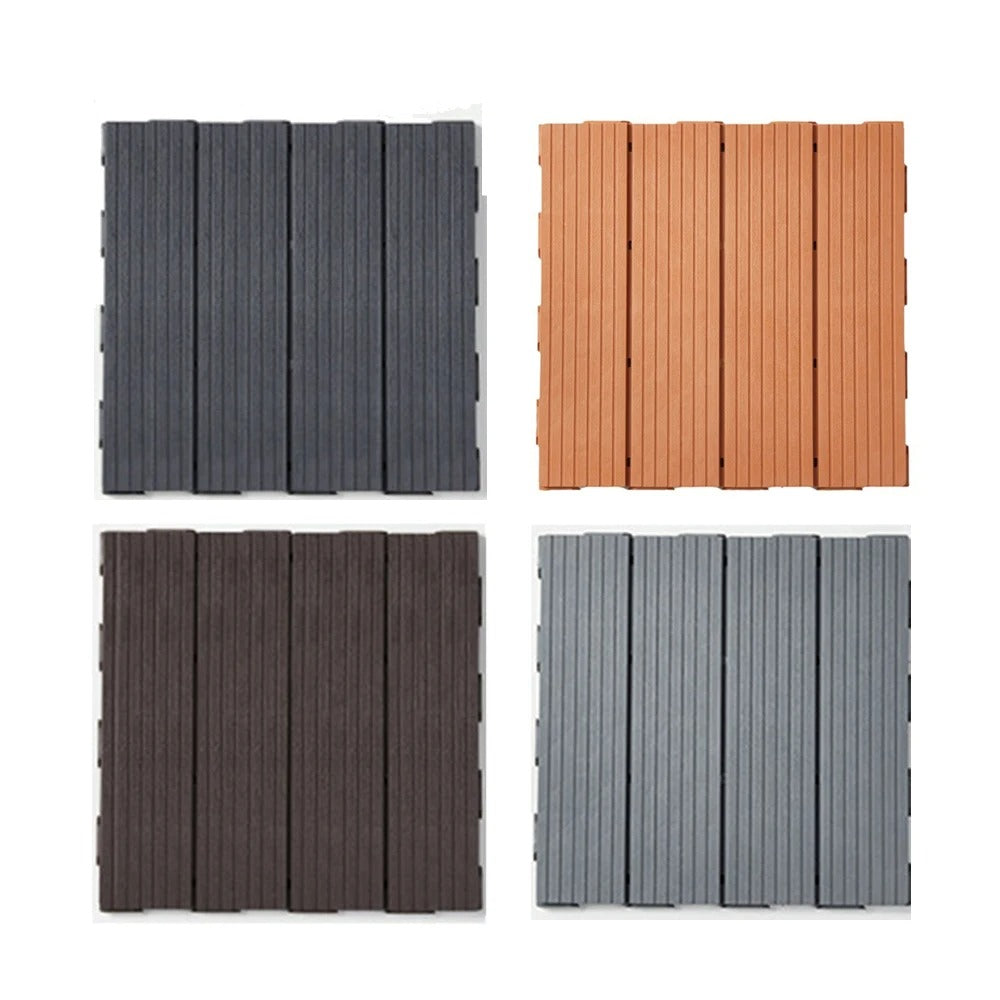 2pcs Plastic Interlocking Deck Tiles Waterproof Outdoor Flooring Patio Floor Decking Tiles for Porch Poolside Balcony Backyard