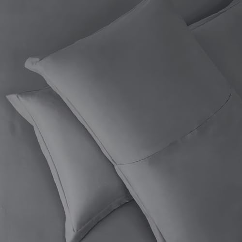 Hearth & Harbor Twin Duvet Cover Set - Soft Grey Duvet Cover Twin, Double Brushed Twin/Twin XL Duvet Cover 2 Piece with Button Closure, 1 Twin Size Duvet Cover 68x90 inches and 1 Pillow Sham