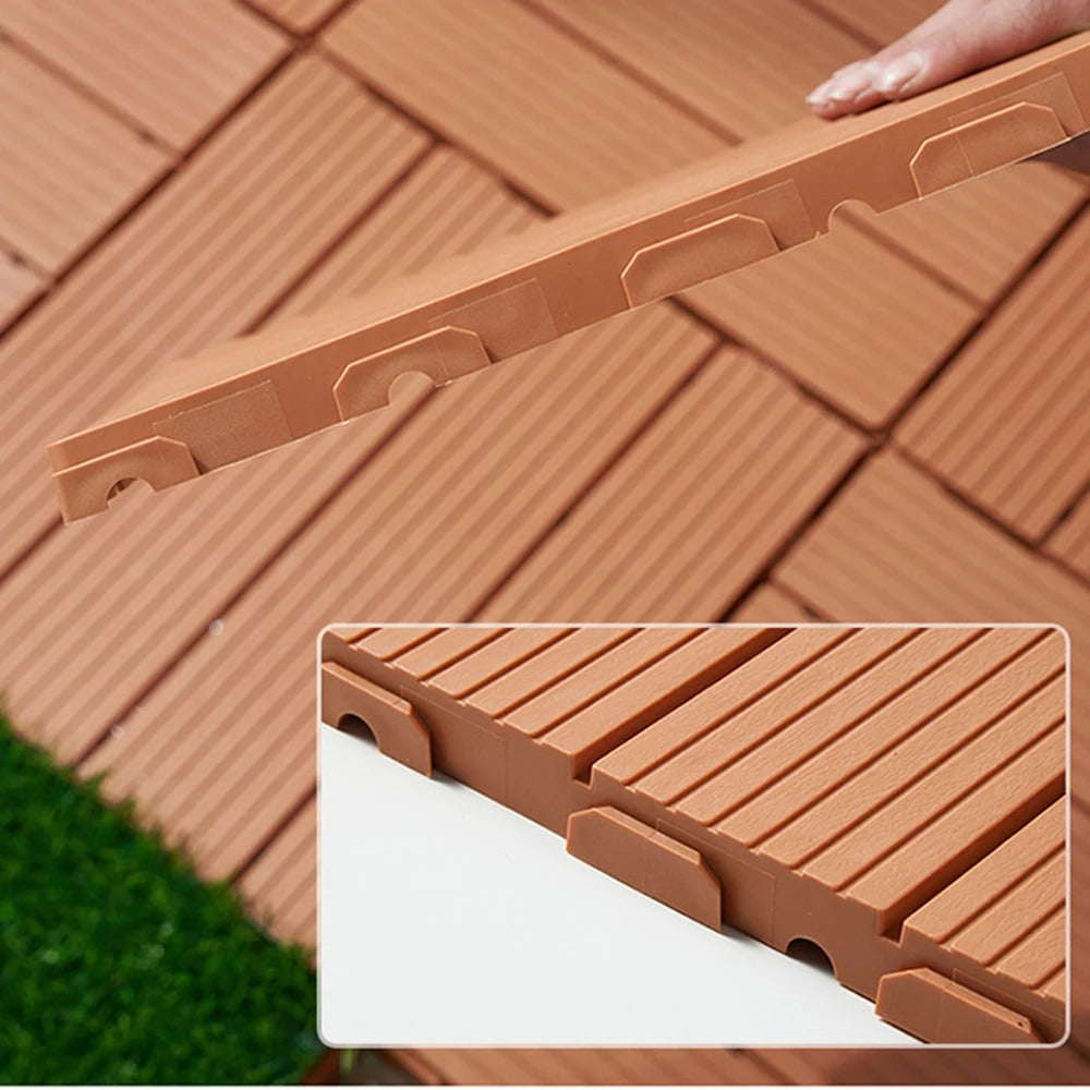 2pcs Plastic Interlocking Deck Tiles Waterproof Outdoor Flooring Patio Floor Decking Tiles for Porch Poolside Balcony Backyard