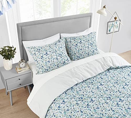 Poppy & Fritz - Twin Duvet Cover Set, Reversible Cotton Bedding with Maching Sham & Zipper Closure, All Season Home Decor (Olivia Blue, Twin)