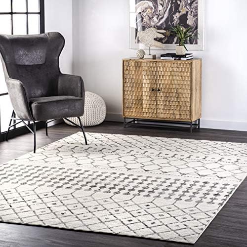 nuLOOM 3x5 Zola Geometric Moroccan Area Rug, Grey, Faded Bohemian Design, Stain Resistant, For Bedroom, Dining Room, Living Room, Hallway, Office, Kitchen, Entryway