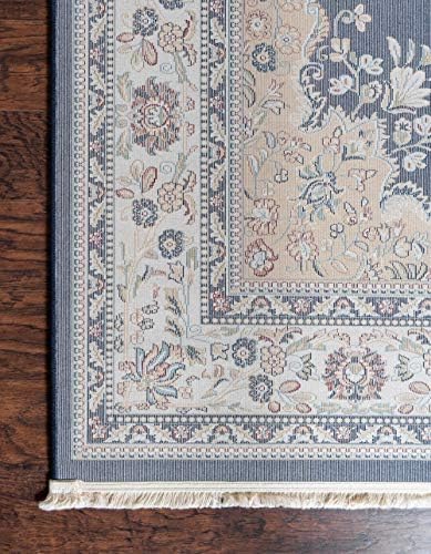 Unique Loom Narenj Collection Classic Traditional Medallion Textured Design Area Rug, 3' x 5' 1" Rectangle, Navy Blue/Blue