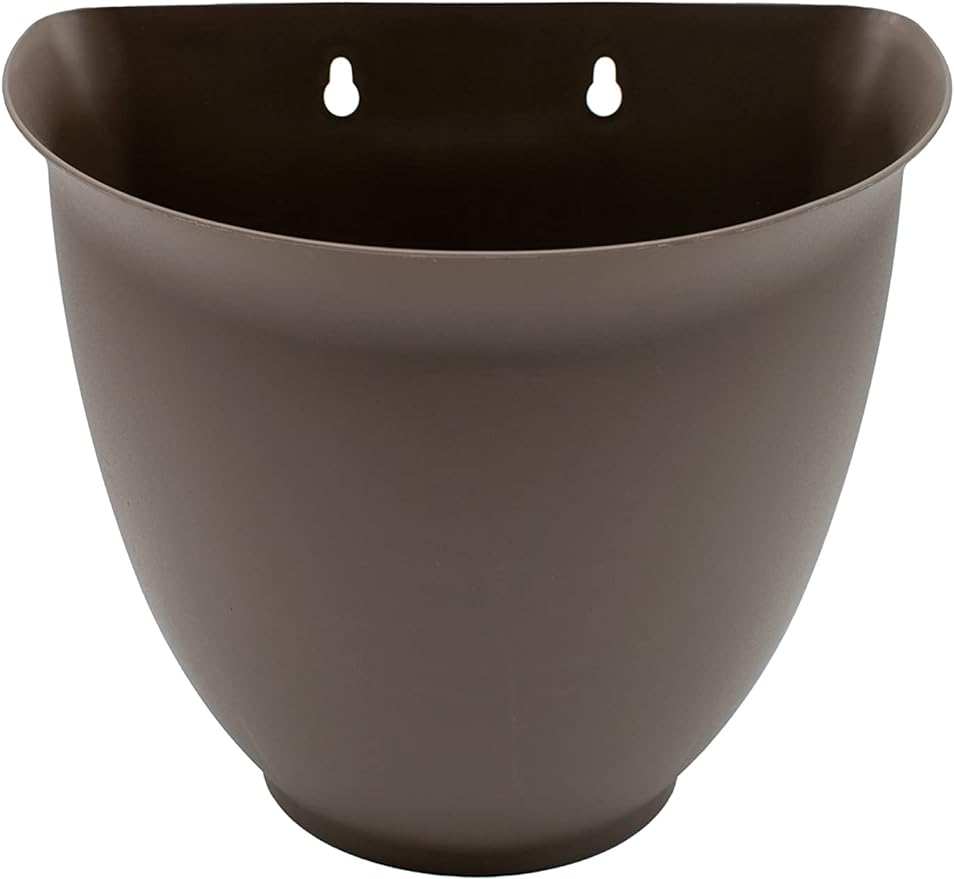 The HC Companies 8 Inch Garden Wall Planter - Plastic Hanging Plant Pot for Indoor Outdoor Flowers, Herbs, Cappuccino