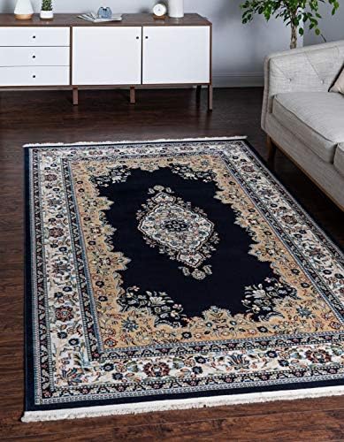 Unique Loom Narenj Collection Classic Traditional Medallion Textured Design Area Rug, 3' x 5' 1" Rectangle, Navy Blue/Blue