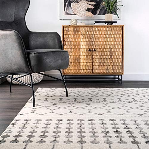 nuLOOM 3x5 Zola Geometric Moroccan Area Rug, Grey, Faded Bohemian Design, Stain Resistant, For Bedroom, Dining Room, Living Room, Hallway, Office, Kitchen, Entryway