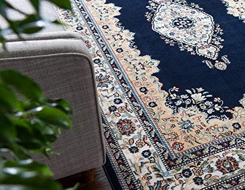 Unique Loom Narenj Collection Classic Traditional Medallion Textured Design Area Rug, 3' x 5' 1" Rectangle, Navy Blue/Blue