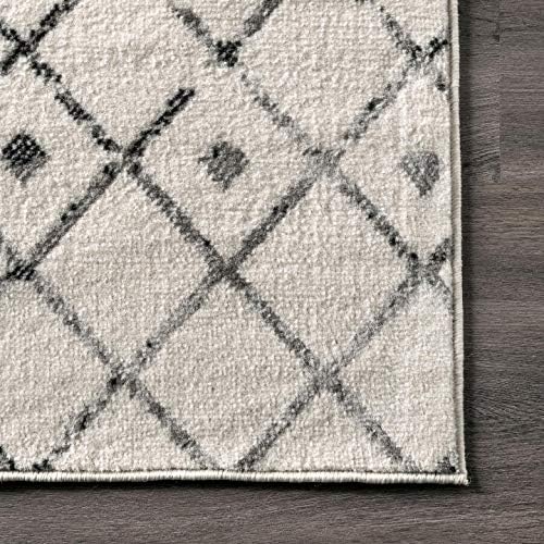 nuLOOM 3x5 Zola Geometric Moroccan Area Rug, Grey, Faded Bohemian Design, Stain Resistant, For Bedroom, Dining Room, Living Room, Hallway, Office, Kitchen, Entryway