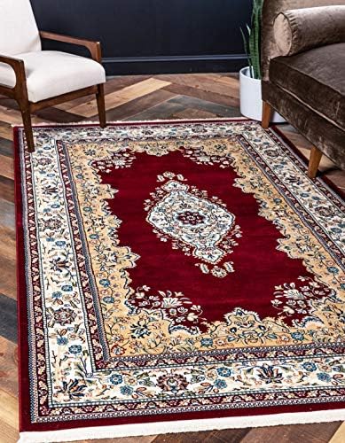 Unique Loom Narenj Collection Classic Traditional Medallion Textured Design Area Rug, 3' x 5' 1" Rectangle, Burgundy/Blue