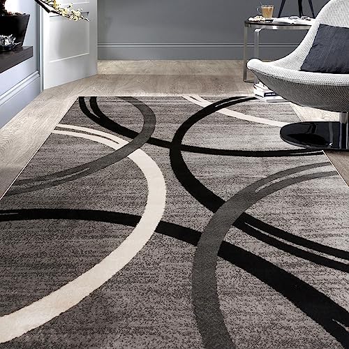 Rugshop Modern Wavy Circles Design Area Rug 3'3" x 5' Gray