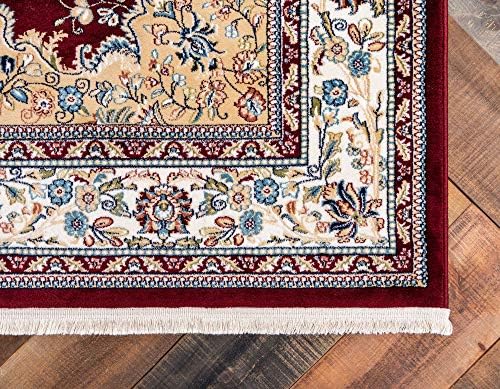 Unique Loom Narenj Collection Classic Traditional Medallion Textured Design Area Rug, 3' x 5' 1" Rectangle, Burgundy/Blue