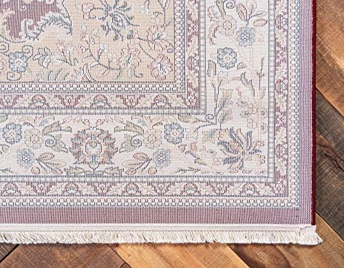 Unique Loom Narenj Collection Classic Traditional Medallion Textured Design Area Rug, 3' x 5' 1" Rectangle, Burgundy/Blue