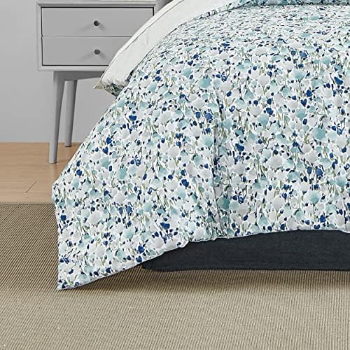 Poppy & Fritz - Twin Duvet Cover Set, Reversible Cotton Bedding with Maching Sham & Zipper Closure, All Season Home Decor (Olivia Blue, Twin)