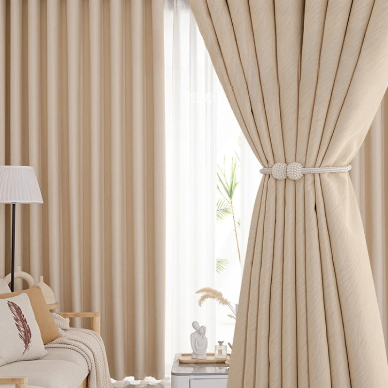 Light Luxury Blackout Curtain Simple Home Living Room Drape Bedroom Soundproof Curtains Balcony Bay Window Sun Protection Drapes