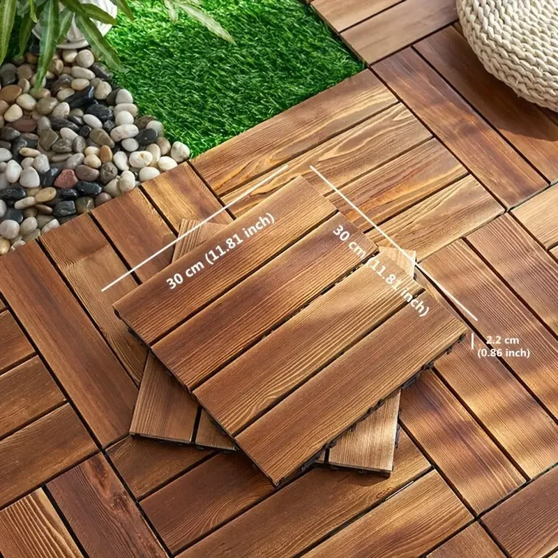 Solid Wood Flooring Balcony Bathroom Courtyard DIY Garden Terrace Outdoor Splicing Flooring Waterproof And Anti Slip Floor Mat (Pack of 10)