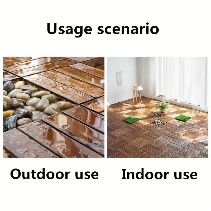 Solid Wood Flooring Balcony Bathroom Courtyard DIY Garden Terrace Outdoor Splicing Flooring Waterproof And Anti Slip Floor Mat (Pack of 10)