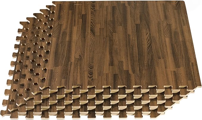 Forest Floor 3/8 Inch Thick Printed Foam Tiles, Premium Wood Grain Interlocking Foam Floor Mats, Anti-Fatigue Flooring – Stylish Flooring Solution