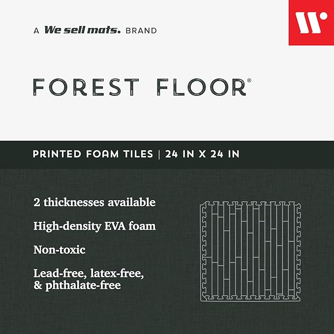 Forest Floor 3/8 Inch Thick Printed Foam Tiles, Premium Wood Grain Interlocking Foam Floor Mats, Anti-Fatigue Flooring – Stylish Flooring Solution