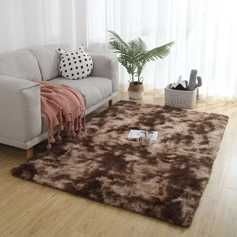 Soft Area Rugs For Bedroom Fluffy, Non-slip Tie-Dyed Fuzzy Shag Plush Soft Shaggy Bedside Rug, Tie-Dyed Living Room Carpet