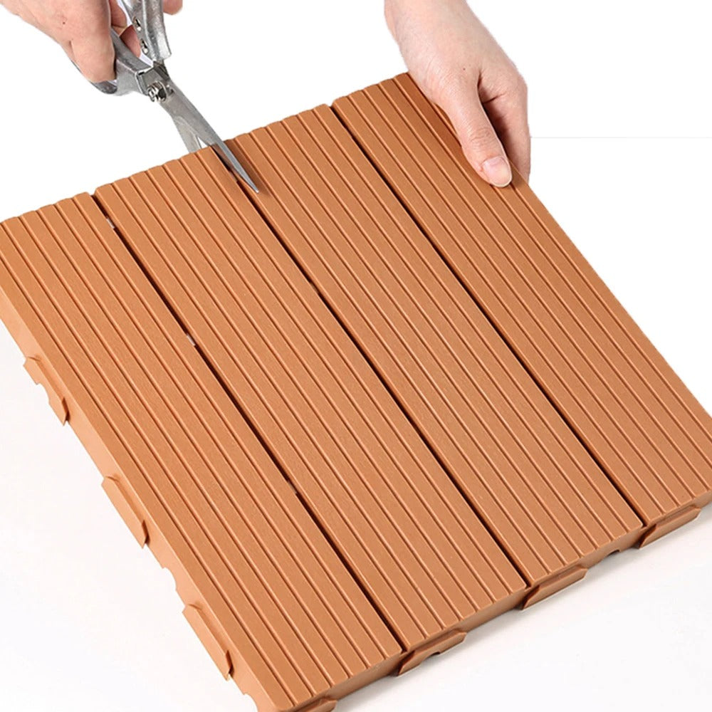 2pcs Plastic Interlocking Deck Tiles Waterproof Outdoor Flooring Patio Floor Decking Tiles for Porch Poolside Balcony Backyard