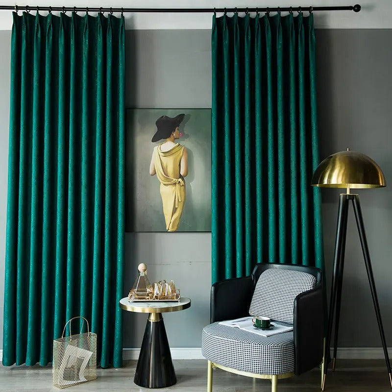 Curtains for Living Dining Room Bedroom Simple Plain Full Blackout Alice Black Silk Physical Blackout Balcony Cloth Windows Door