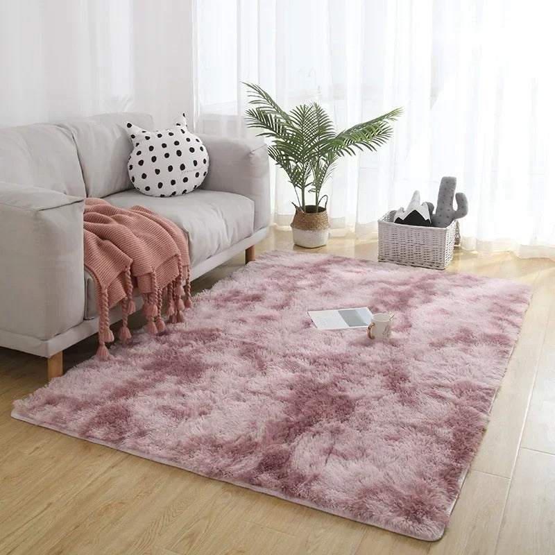 Soft Area Rugs For Bedroom Fluffy, Non-slip Tie-Dyed Fuzzy Shag Plush Soft Shaggy Bedside Rug, Tie-Dyed Living Room Carpet