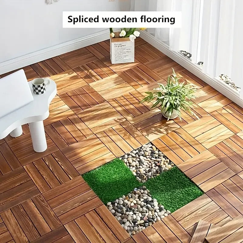 Solid Wood Flooring Balcony Bathroom Courtyard DIY Garden Terrace Outdoor Splicing Flooring Waterproof And Anti Slip Floor Mat (Pack of 10)