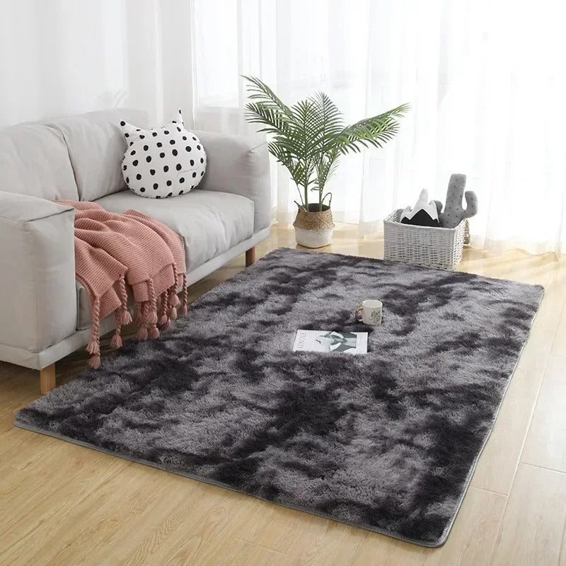 Soft Area Rugs For Bedroom Fluffy, Non-slip Tie-Dyed Fuzzy Shag Plush Soft Shaggy Bedside Rug, Tie-Dyed Living Room Carpet