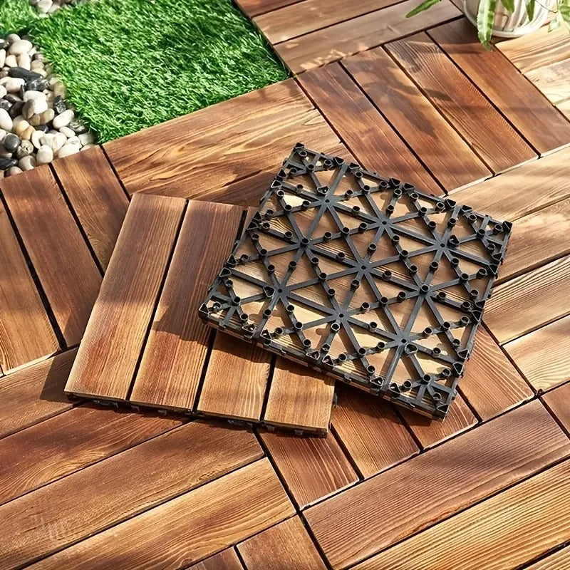 Solid Wood Flooring Balcony Bathroom Courtyard DIY Garden Terrace Outdoor Splicing Flooring Waterproof And Anti Slip Floor Mat (Pack of 10)