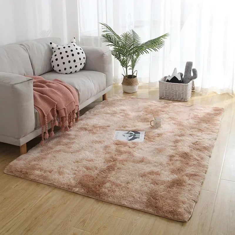 Soft Area Rugs For Bedroom Fluffy, Non-slip Tie-Dyed Fuzzy Shag Plush Soft Shaggy Bedside Rug, Tie-Dyed Living Room Carpet